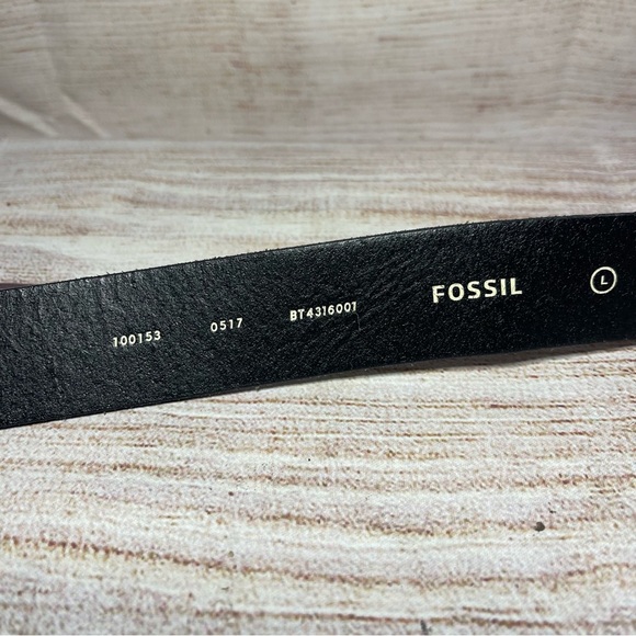 Mens Womens Fossil Leather Belt Diamond Keeper Buckle Black Large 40" Y2K - Picture 5 of 6